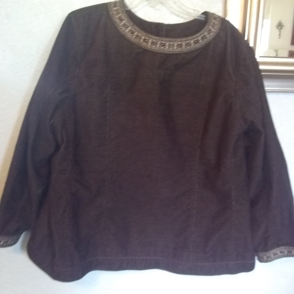 EUC Avenue Jeans Embroidered Brown Corduroy Jacket size 3X - Picture 5 of 6